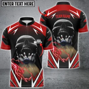 Coolspod Bowling And Pins Lightning Into Skull Multicolor Option Customized Name 3D Bowling Jersey Shirt