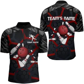 Custom Bowling Quarter-Zip Shirt For Men Camo Bowling Jersey 1/4 Zip Bowling Team League Shirts