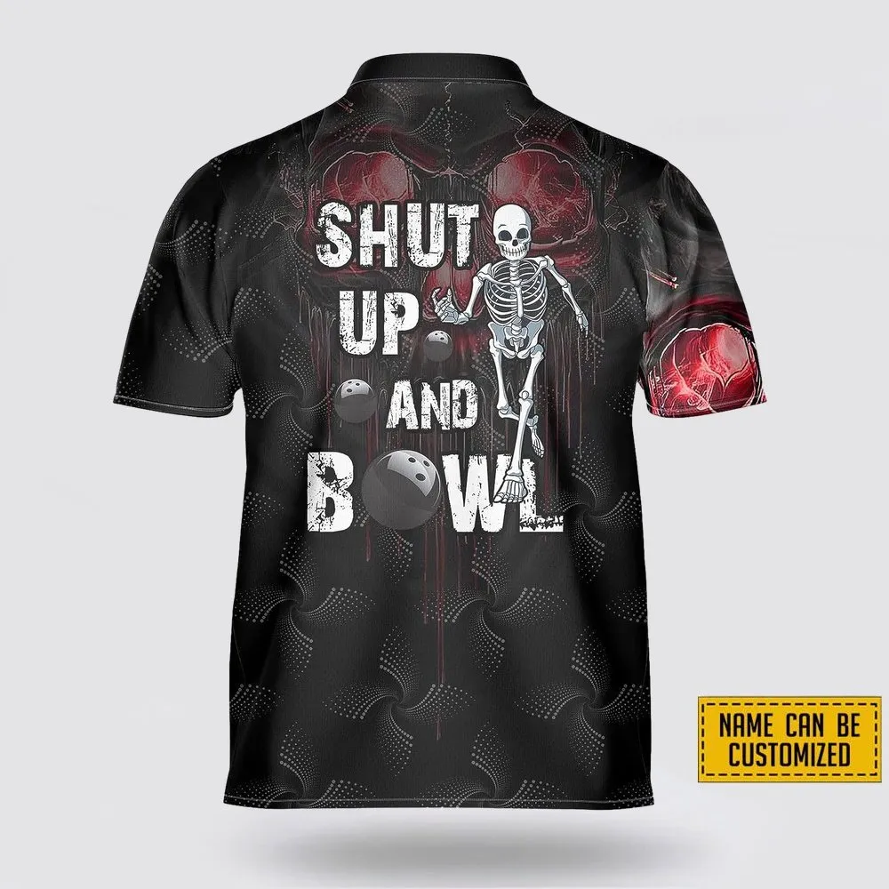 Custom Name Shut up And Bowl Skull Pattern Bowling Jersey Shirt – Gift For Bowling Enthusiasts
