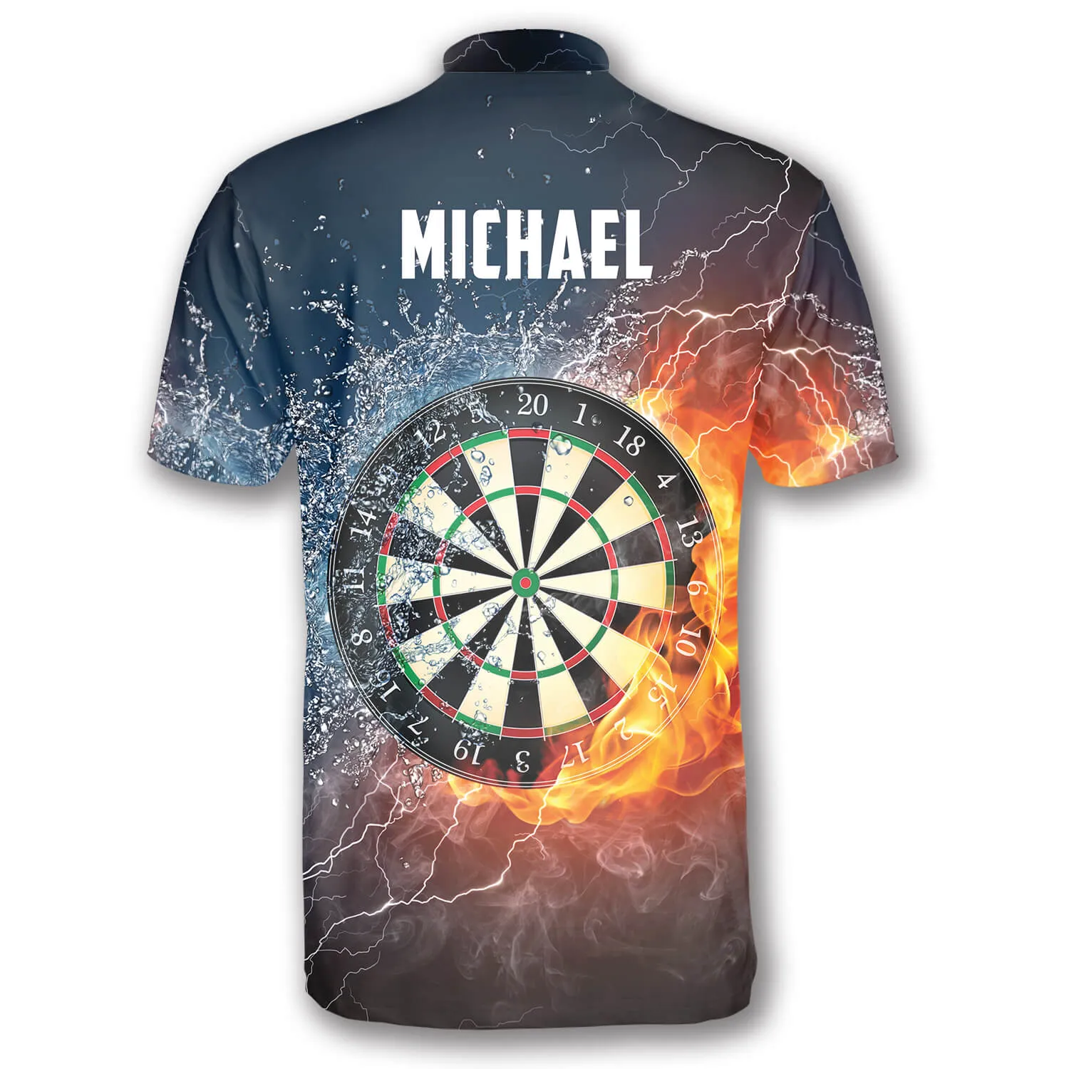 Dartboard Fire and Water Custom Darts Jerseys for Men, Personalized Name Dart Fire Shirt, Dart Jersey Shirt