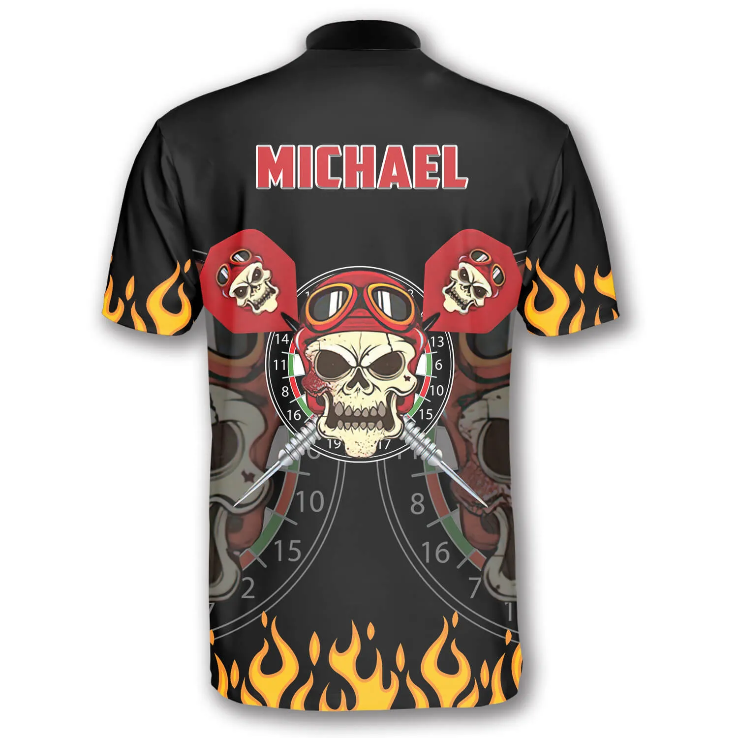 Darts Skull Flame Custom Darts Jerseys for Men, Perfect Shirt for Dart Team, Dart Shirt, Skull Shirt