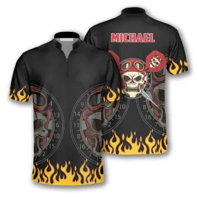 Darts Skull Flame Custom Darts Jerseys for Men, Perfect Shirt for Dart Team, Dart Shirt, Skull Shirt