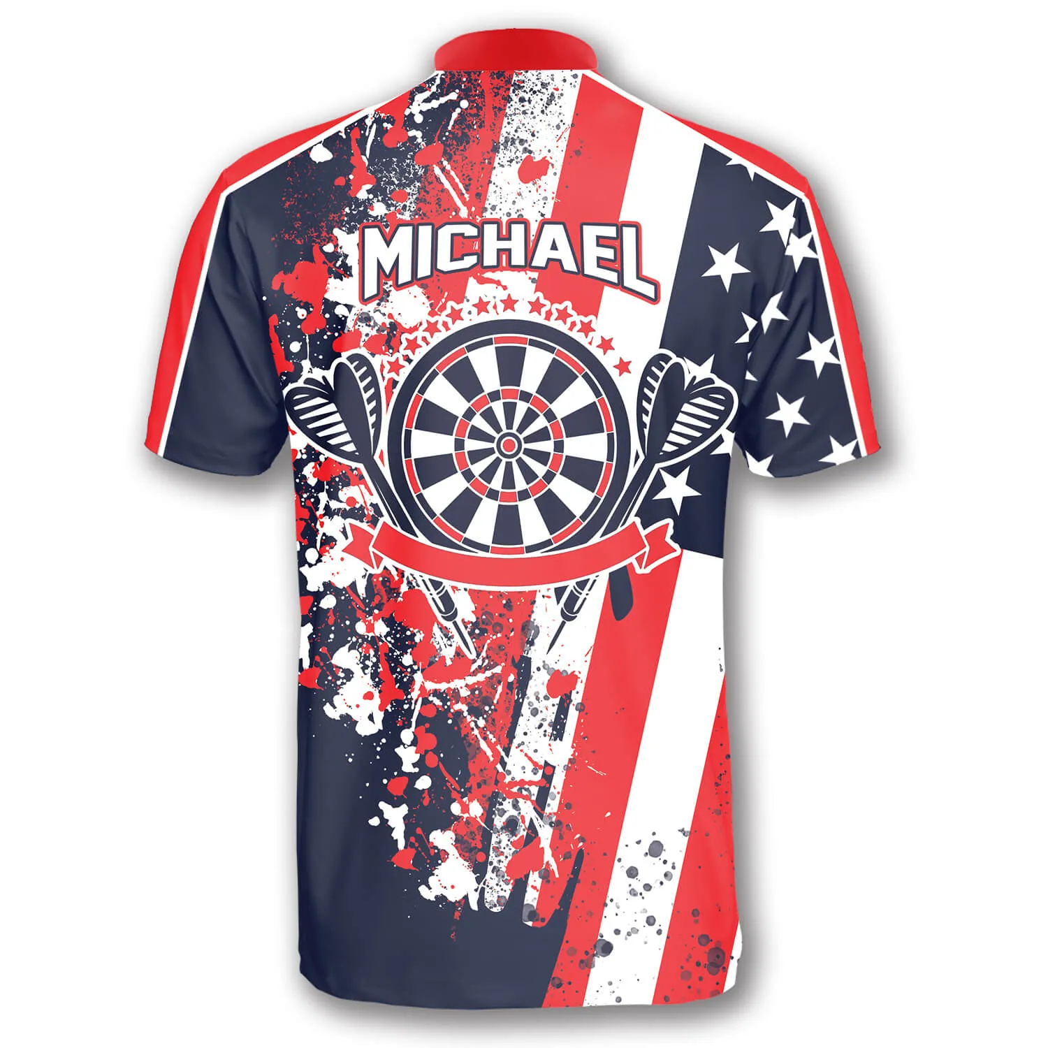 Darts Skull Red Blue Water Color Custom Darts Jerseys for Men, Idea Gift for Dart Player