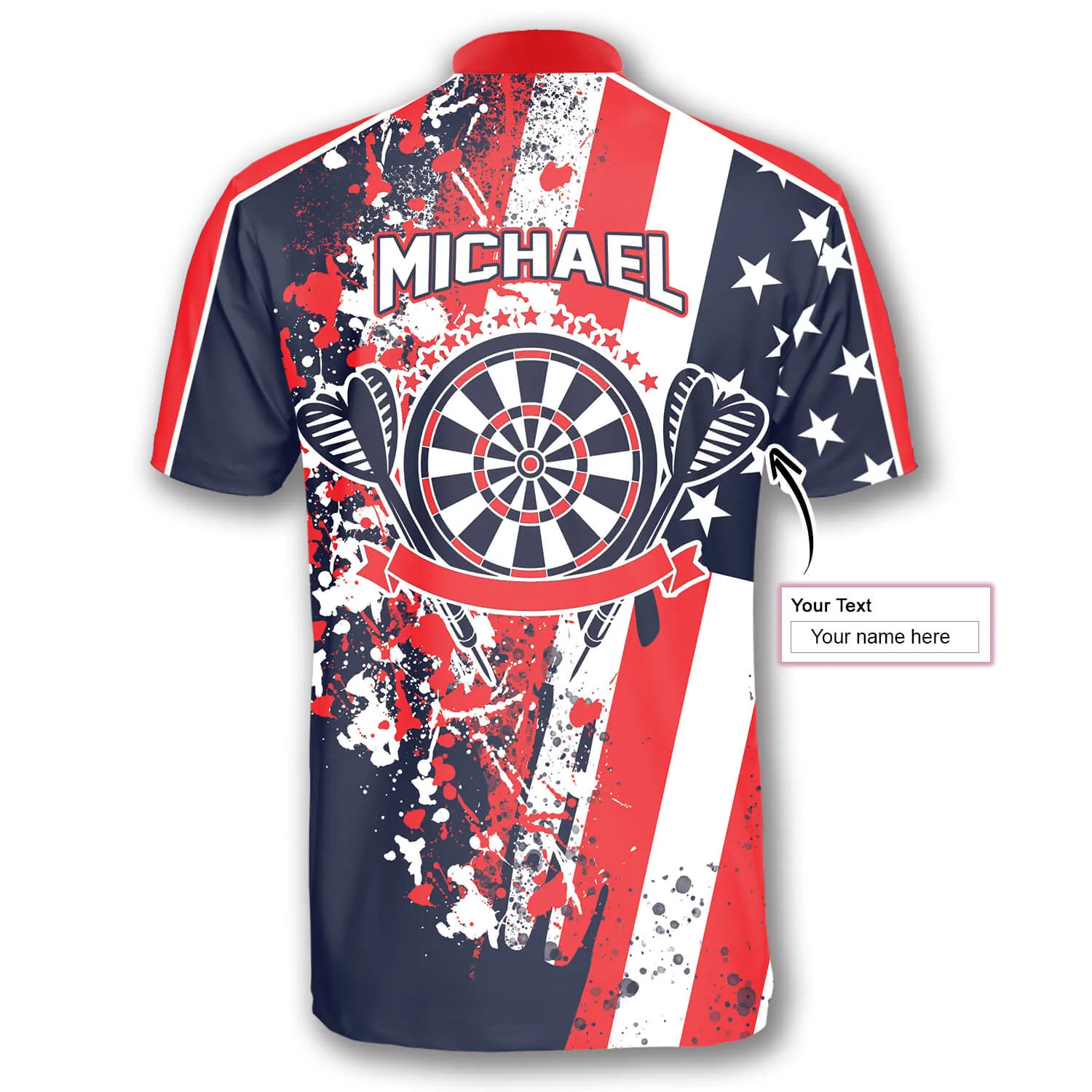 Darts Skull Red Blue Water Color Custom Darts Jerseys for Men, Idea Gift for Dart Player
