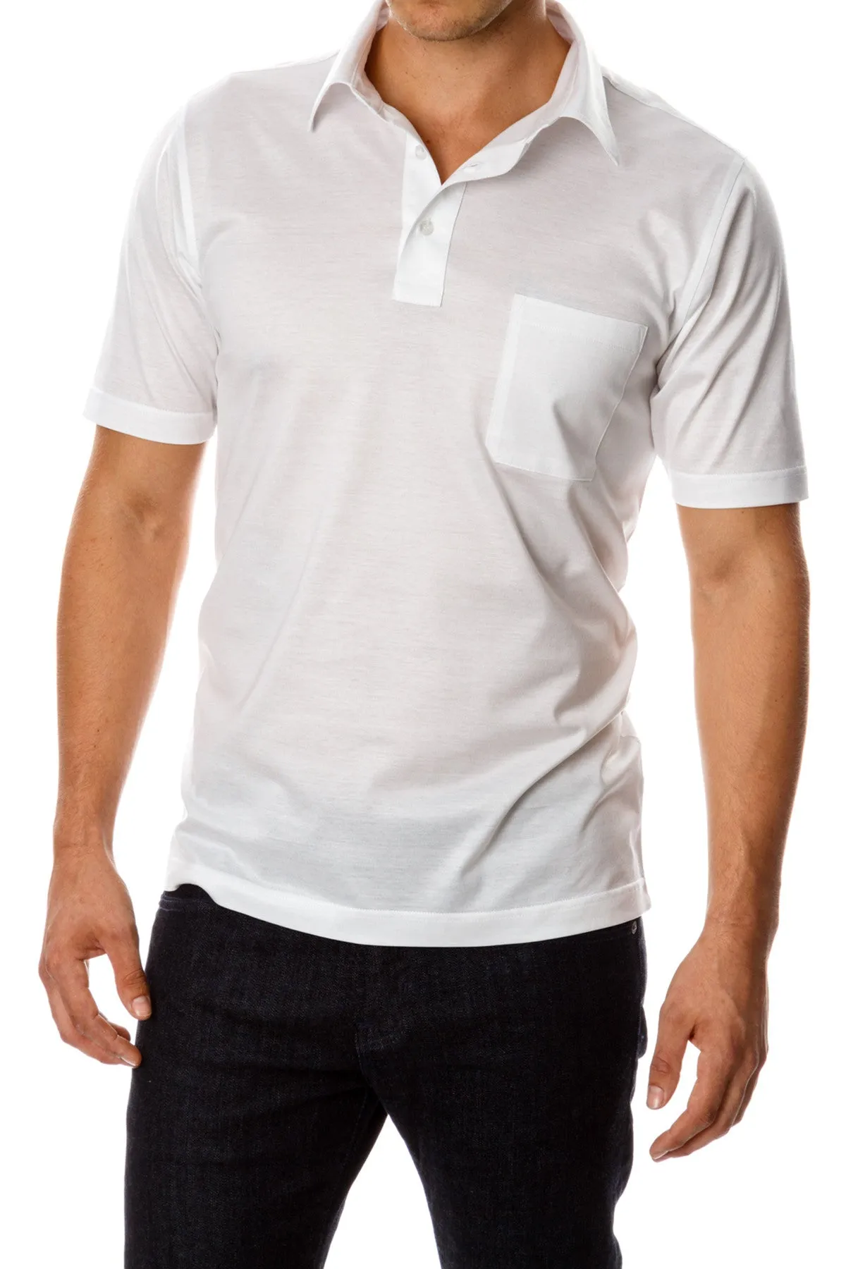 David August Mercerized Cotton Polo White