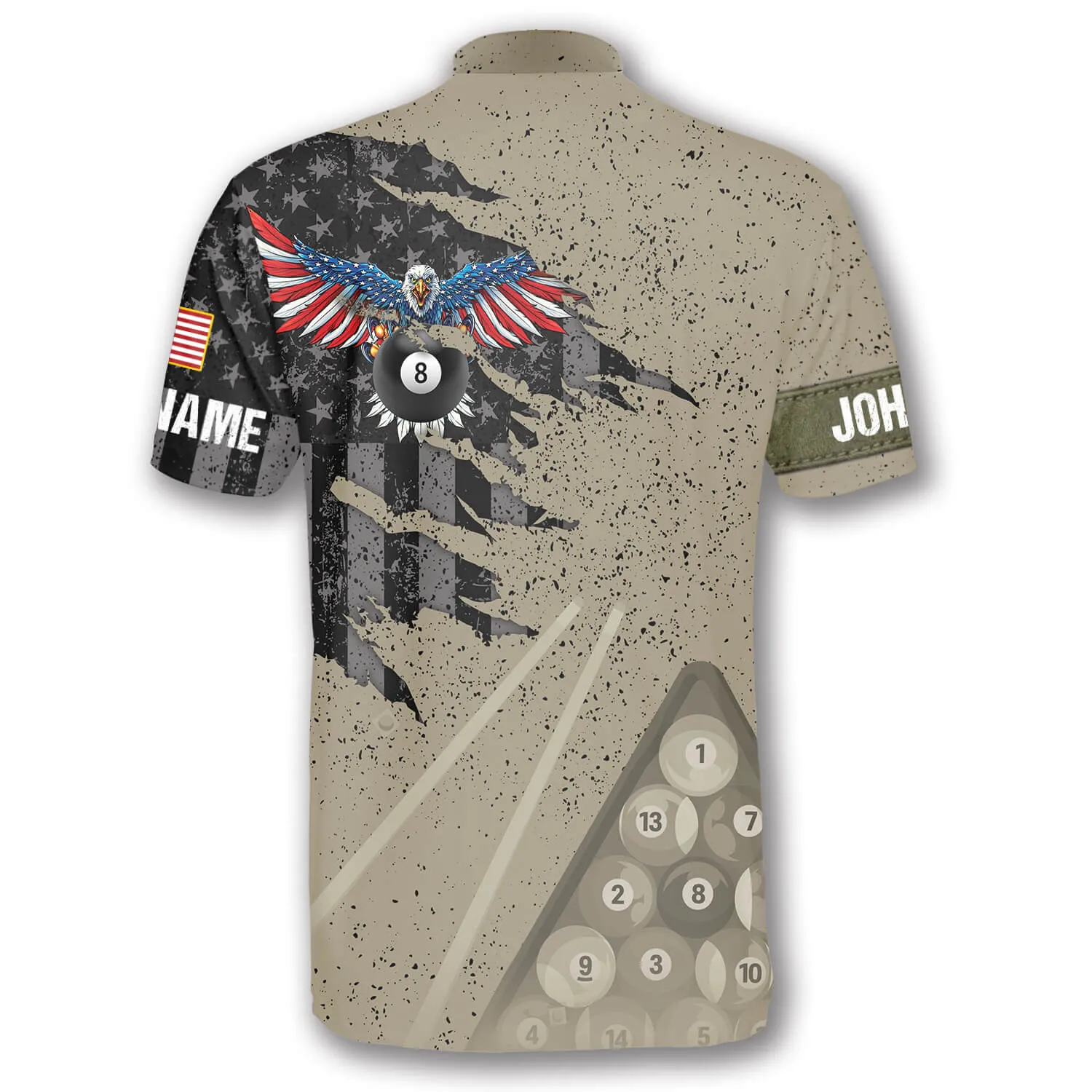 Eagle Retro American Flag Custom Billiard Jerseys for Men, Uniform Shirt for Billiard Team