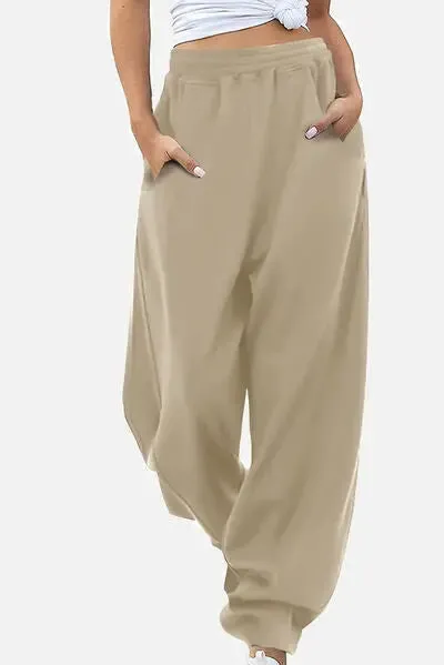 Elastic Waist Sweatpants with Pockets