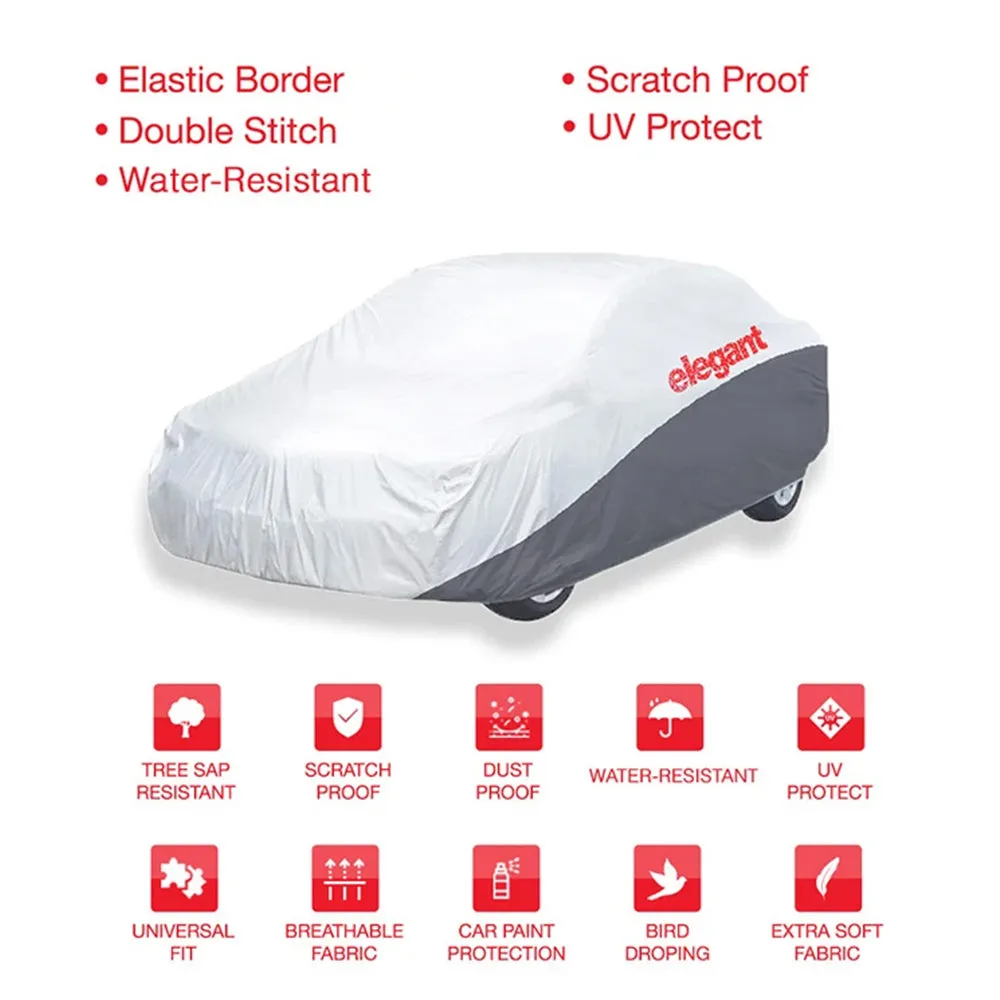 Elegant Car Body Cover WR White And Grey for Sedan Cars