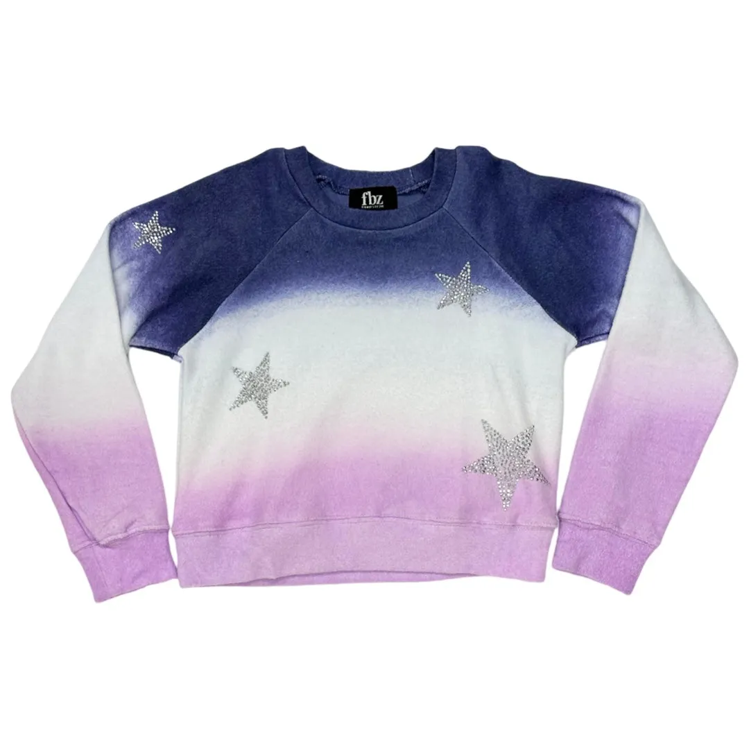 FBZ Blue Purple Ombre Silver Star Sweatshirt