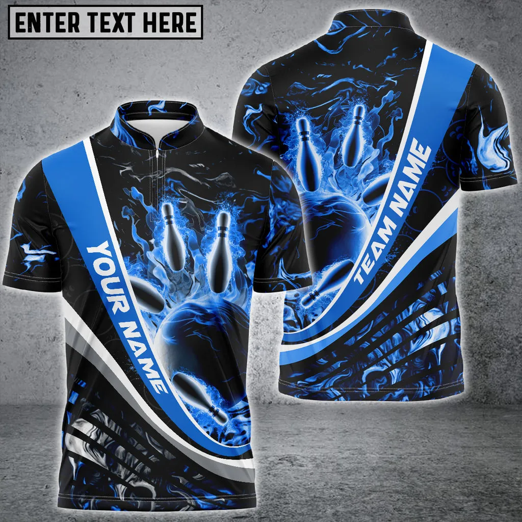 Flaming Magma Bowling And Pins Multicolor Option Customized Name 3D Bowling Jersey Shirt
