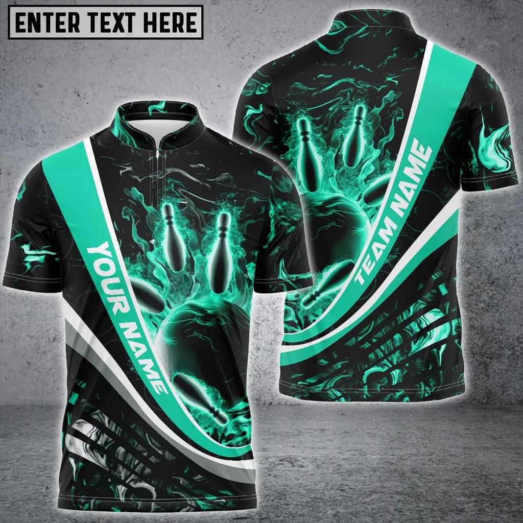 Flaming Magma Bowling And Pins Multicolor Option Customized Name 3D Bowling Jersey Shirt