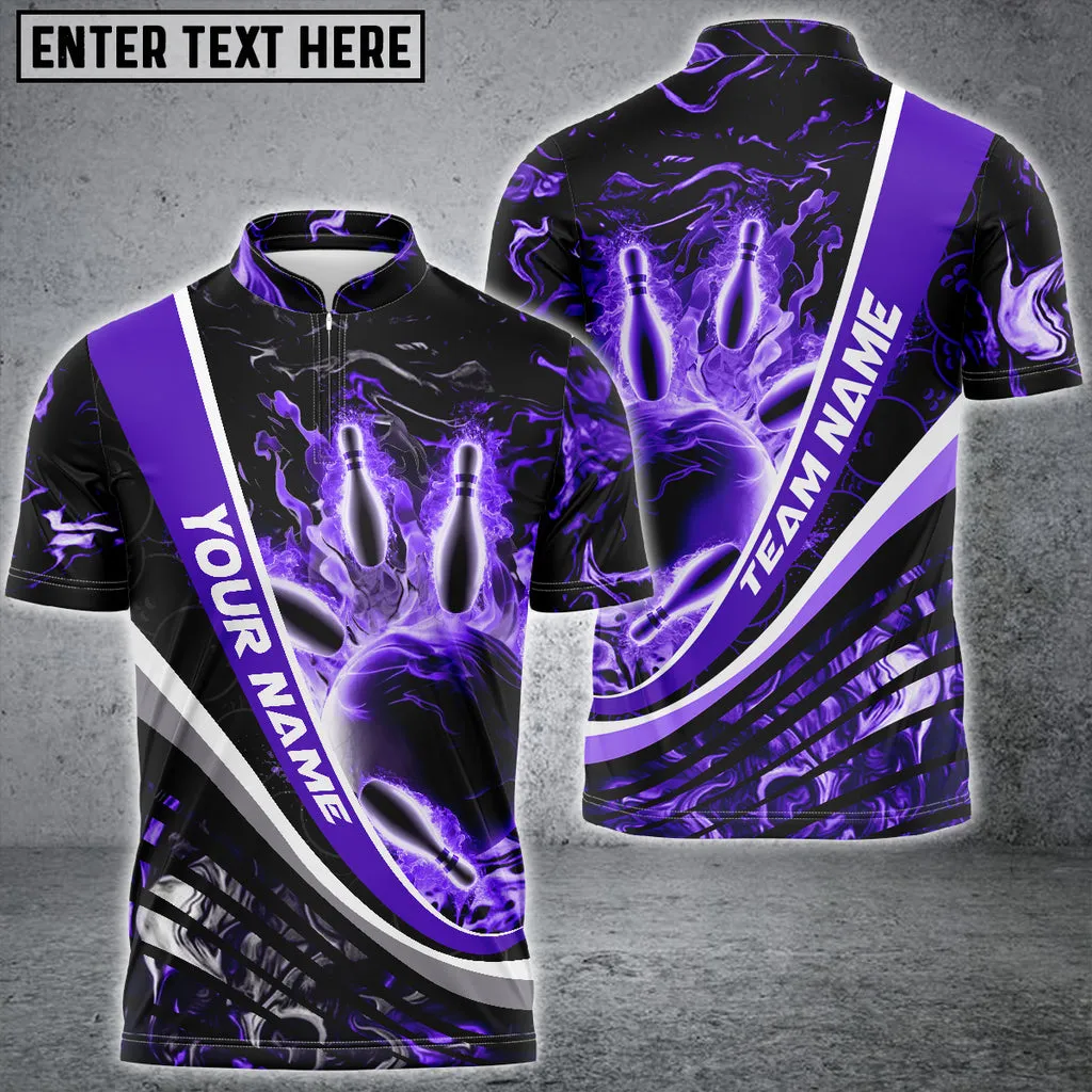 Flaming Magma Bowling And Pins Multicolor Option Customized Name 3D Bowling Jersey Shirt