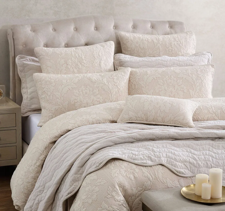 Fleur Quilt Cover Set Range Sand