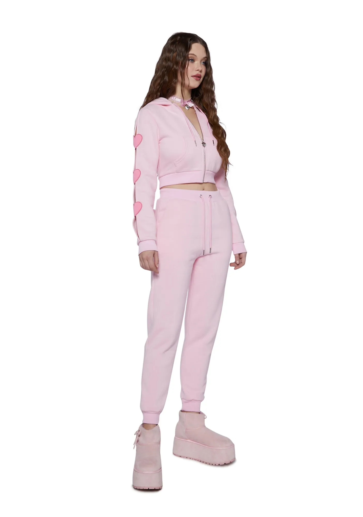 Flirty Kiss Jogger Sweatpants - Light Pink