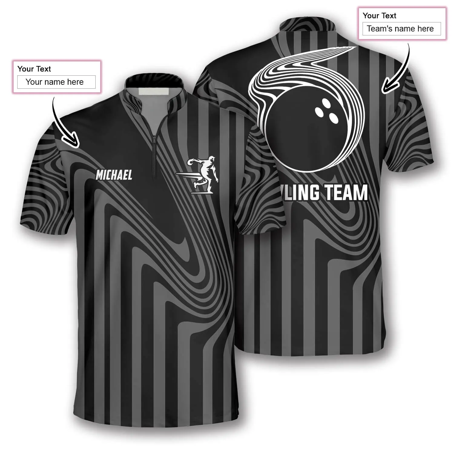 Flow Alley Custom Bowling Jerseys for Men, Personalized Name Team Name Bowling Shirt