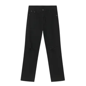 High Street Male Jeans Hole Slim Straight Trouser Loose Wide Leg Men's Denim Pants Casual Solid Color Bottom Fashion 9C6397