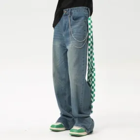 High Street Men's Denim Pants Stylish Casual Pockets Wide Leg Trousers Summer Loose Jeans Male Trend 9C6163