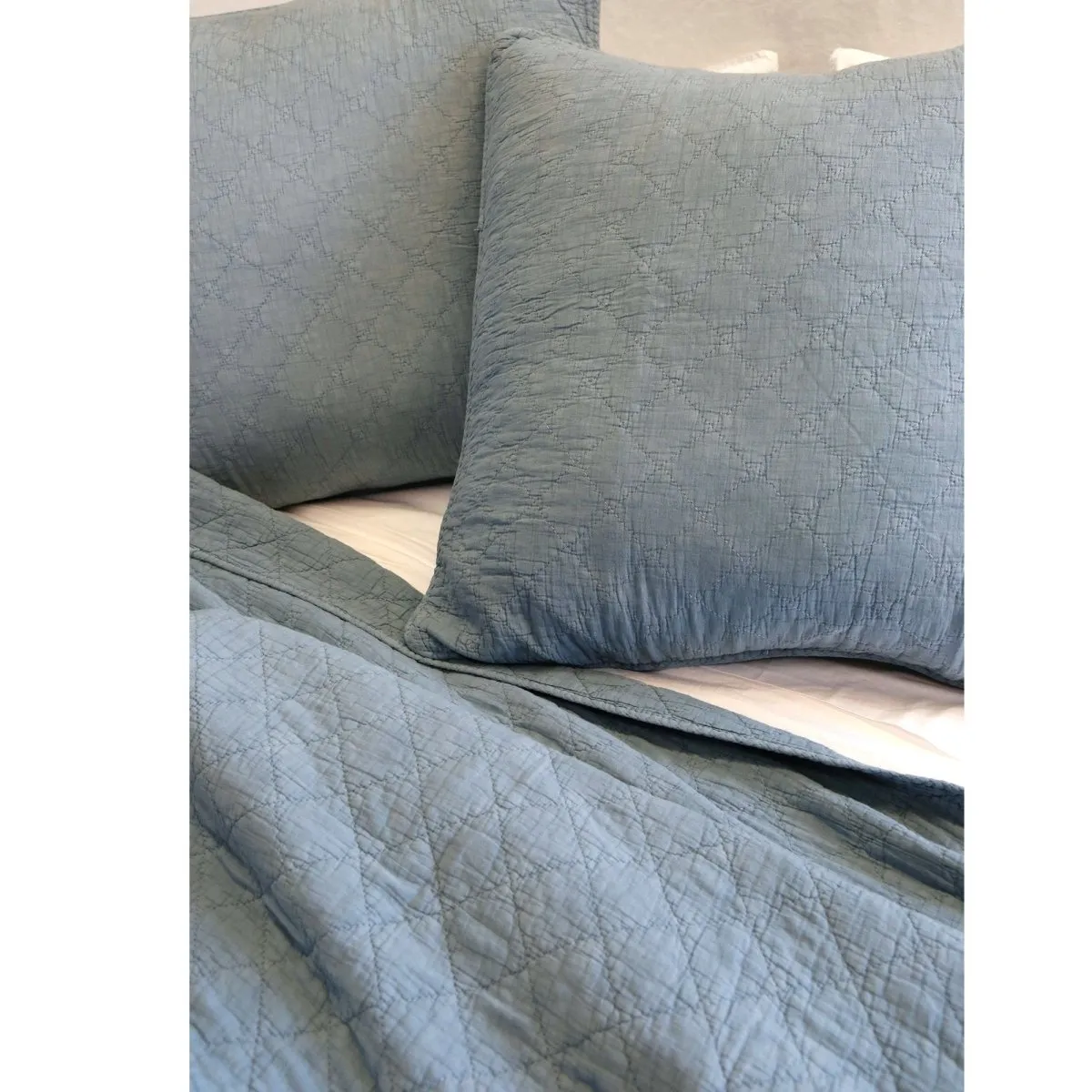 Huntington Dusty Blue Coverlets by Pom Pom at Home
