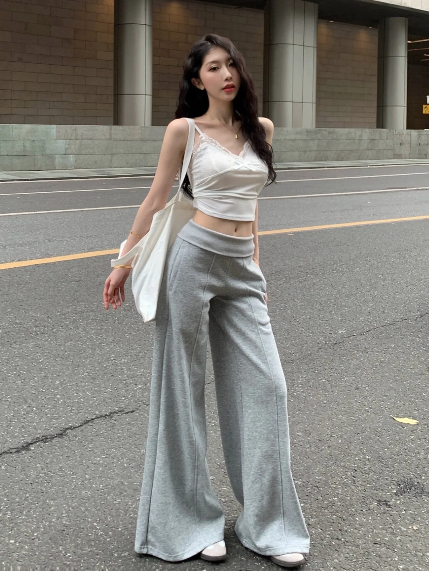 Jacquelin Drapey Wide-Leg Sweatpants