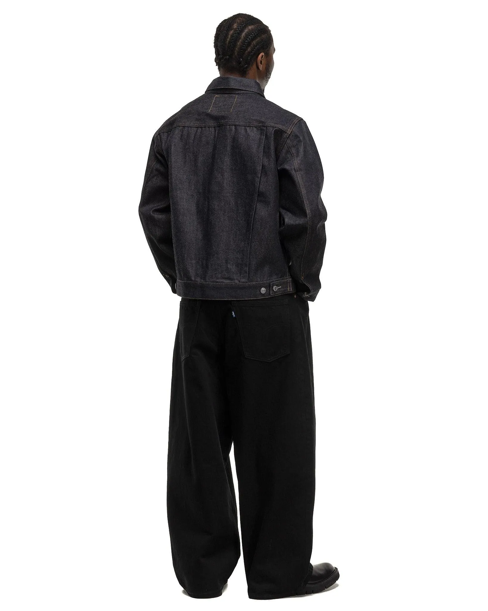 Japanese Denim Wide Leg Pleat Jeans Granite