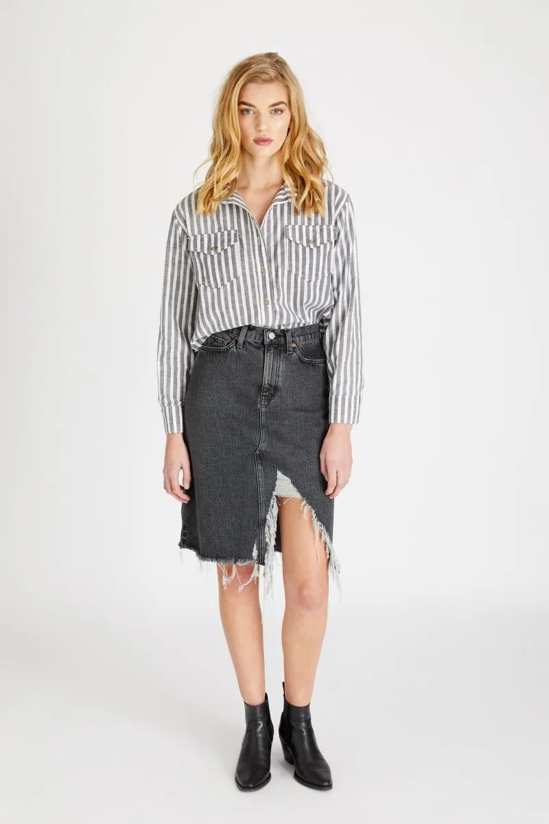 Johanna A Line Midi Skirt in Smokey Mountain