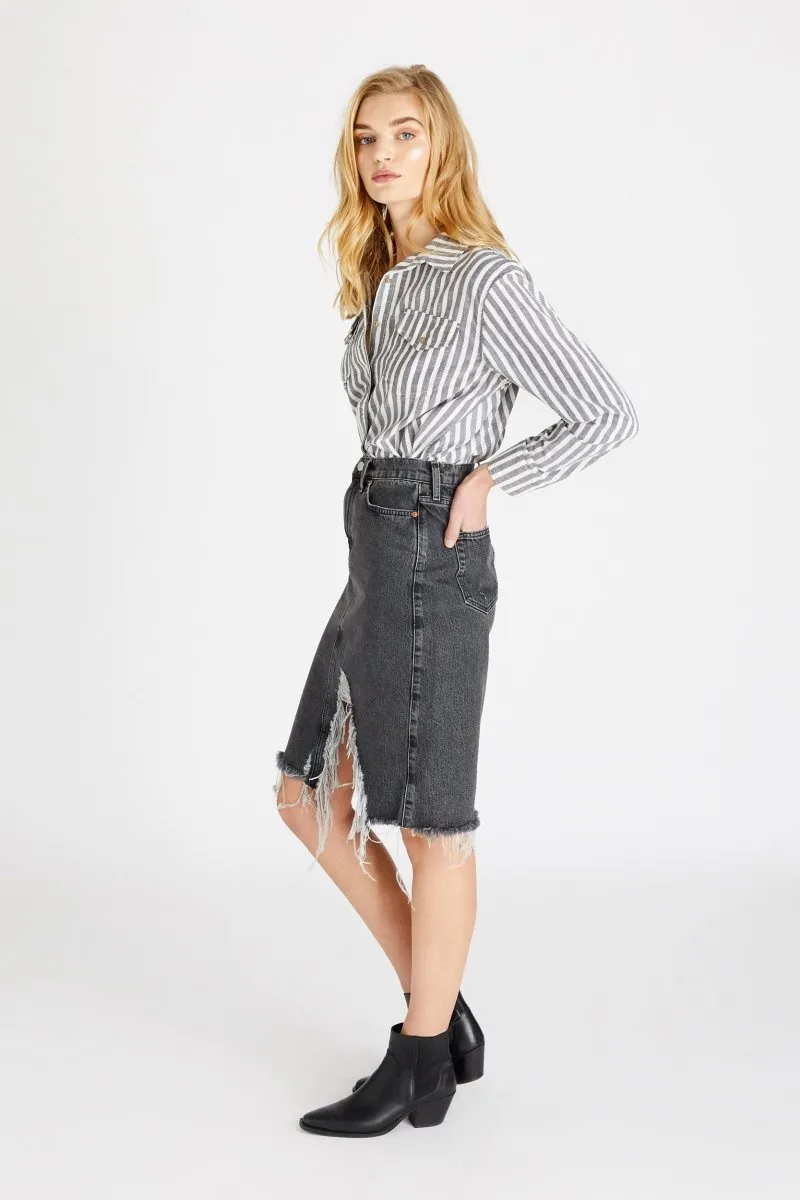 Johanna A Line Midi Skirt in Smokey Mountain