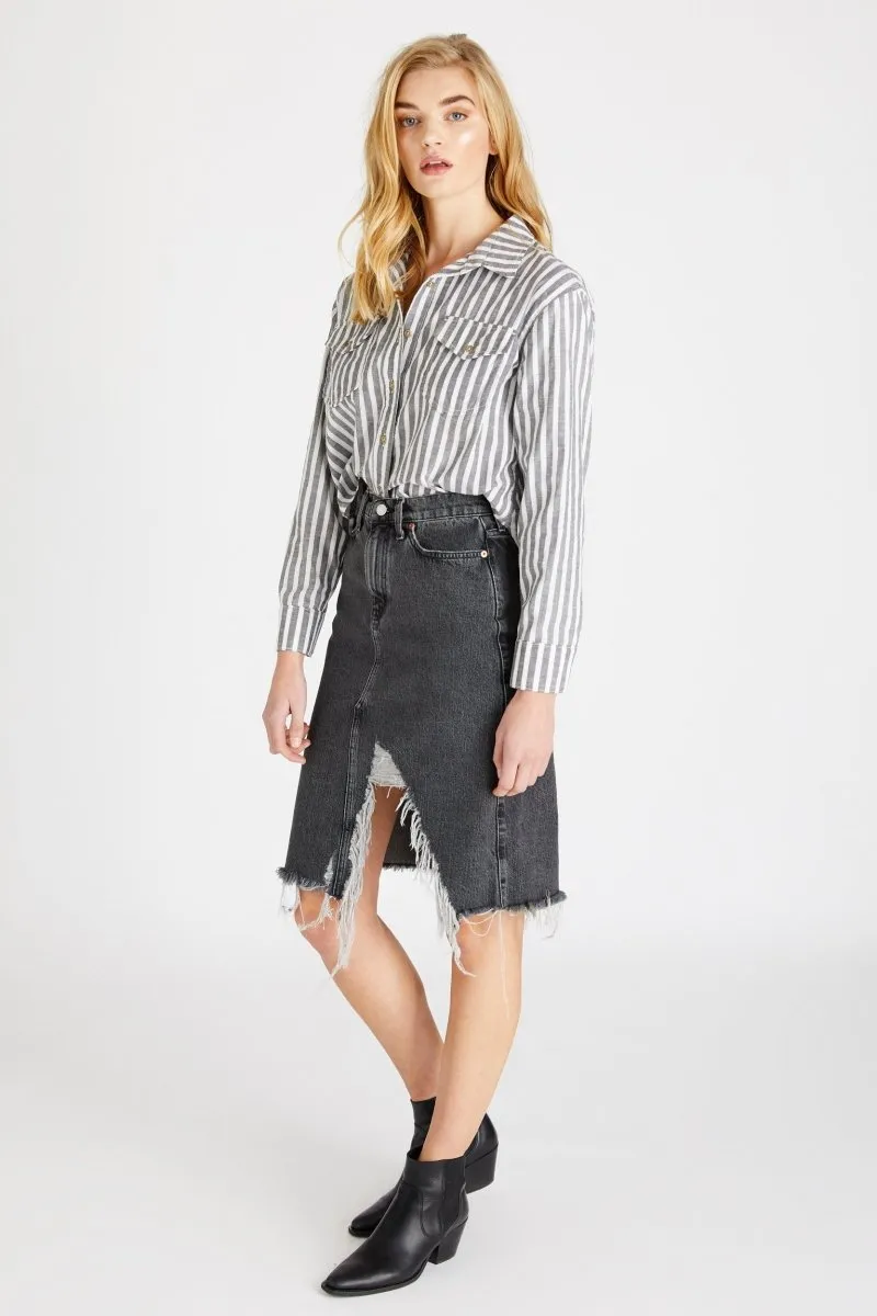 Johanna A Line Midi Skirt in Smokey Mountain