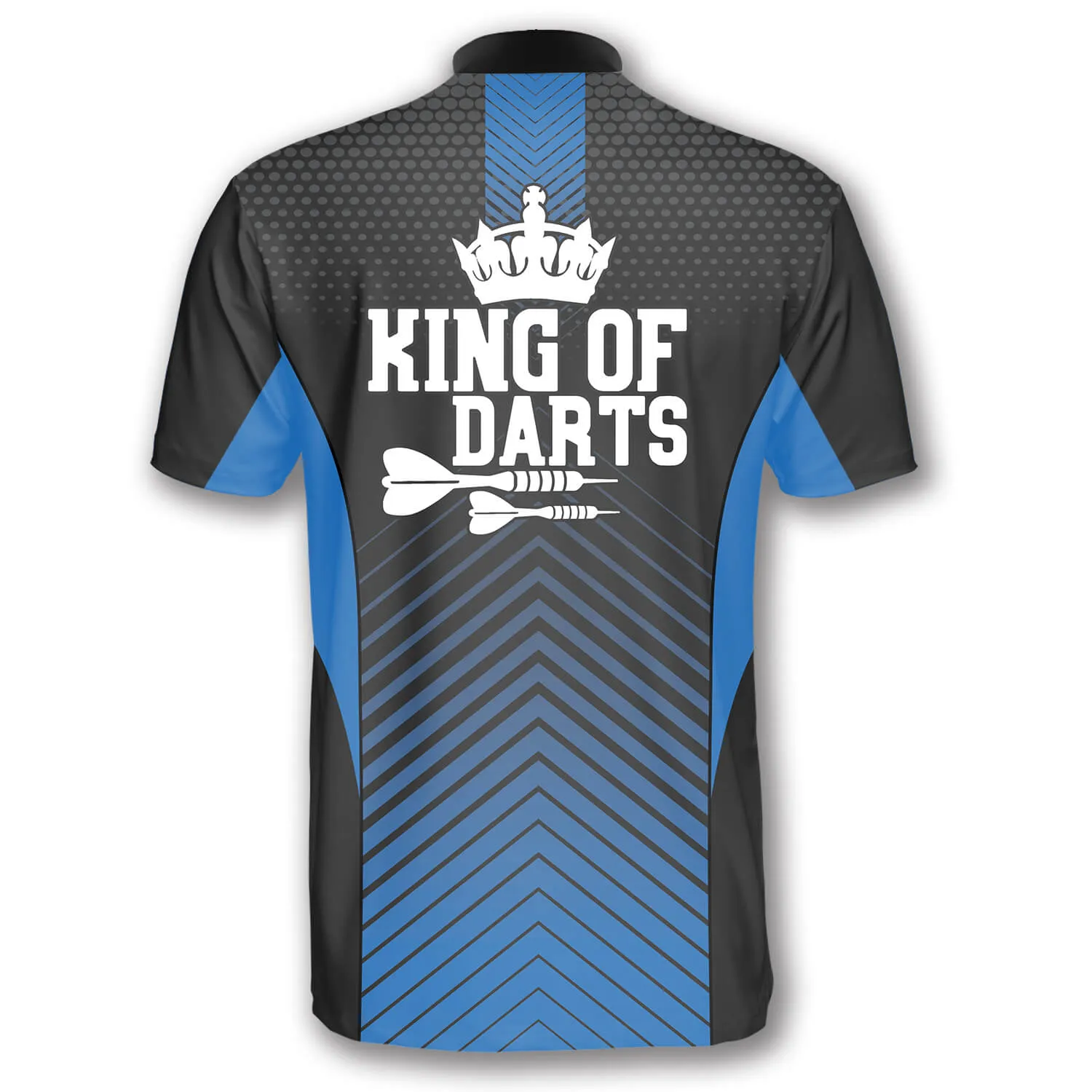 King of Darts Blue Custom Darts Jerseys for Men, Black and Blue Jersey Dart