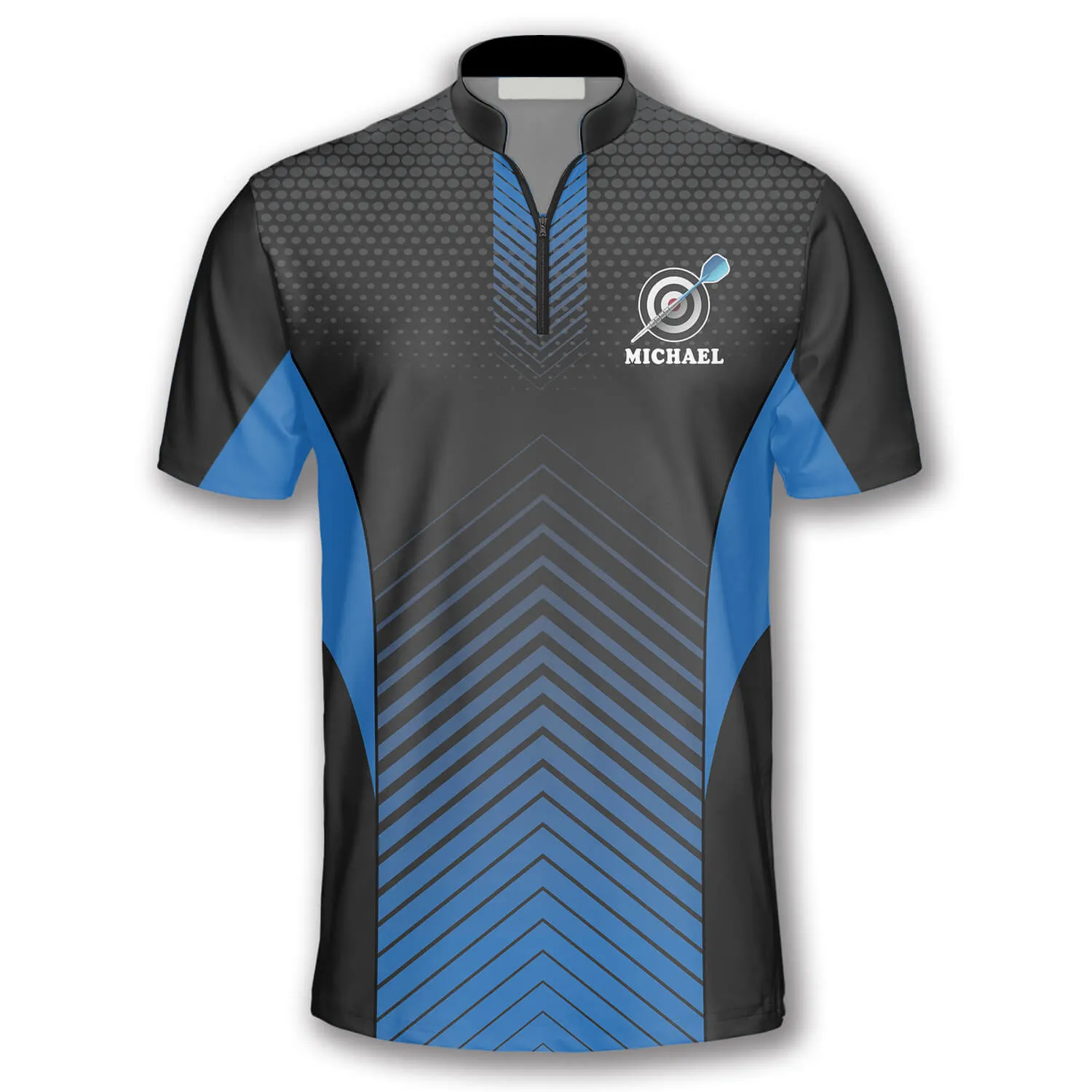 King of Darts Blue Custom Darts Jerseys for Men, Black and Blue Jersey Dart