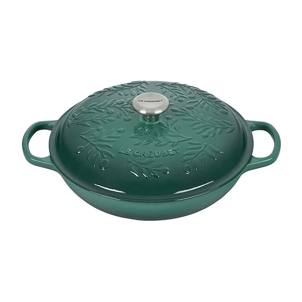 Le Creuset Olive Branch Collection 3-3/4 Quart Signature Enameled Cast Iron Braiser