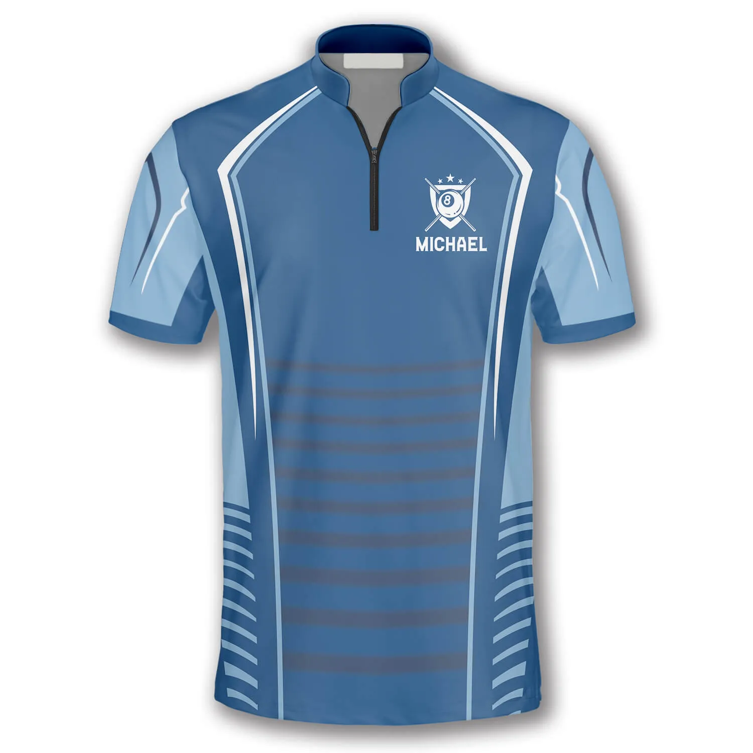 Light Blue Trophy Emblem Custom Billiard Jerseys for Men, Idea Gift for Billiard Player, Billiard Team Shirt