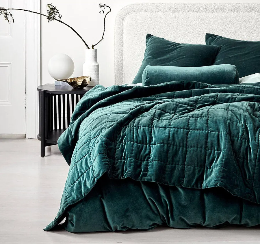 Luxury Velvet Coverlet Indian Teal