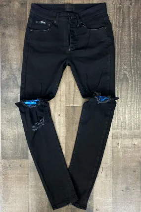 Mackeen- blue bandana denim jeans