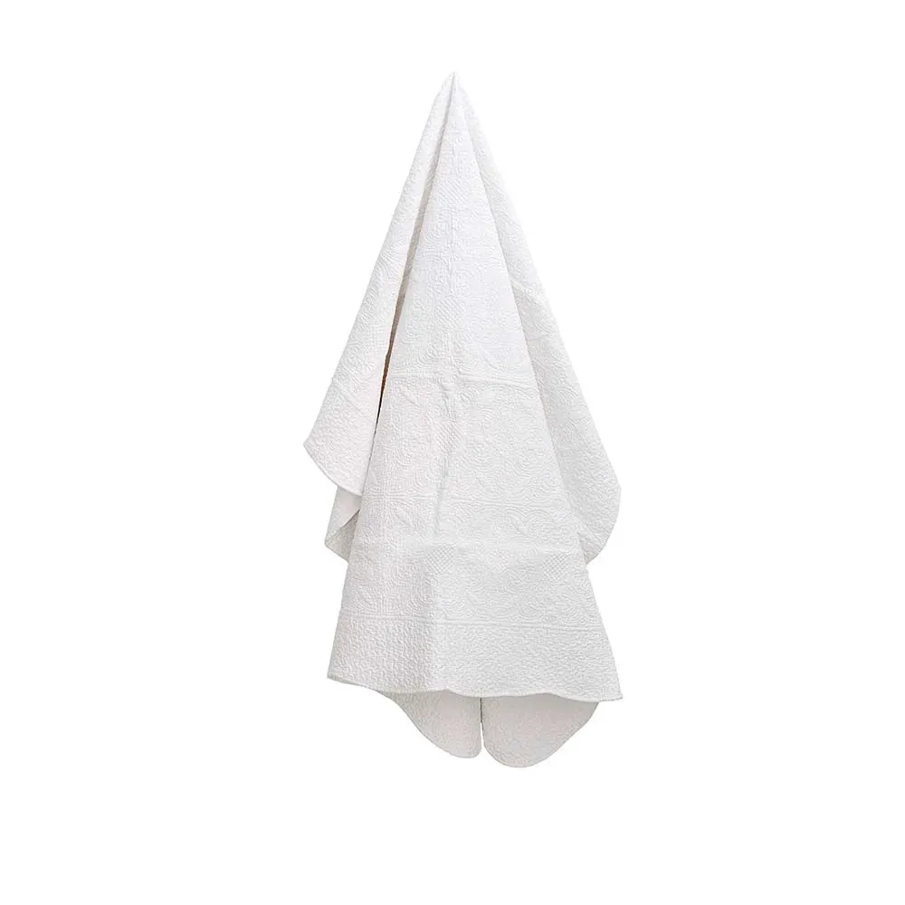 Marcella Antique White Quilted Cotton Throw Rug