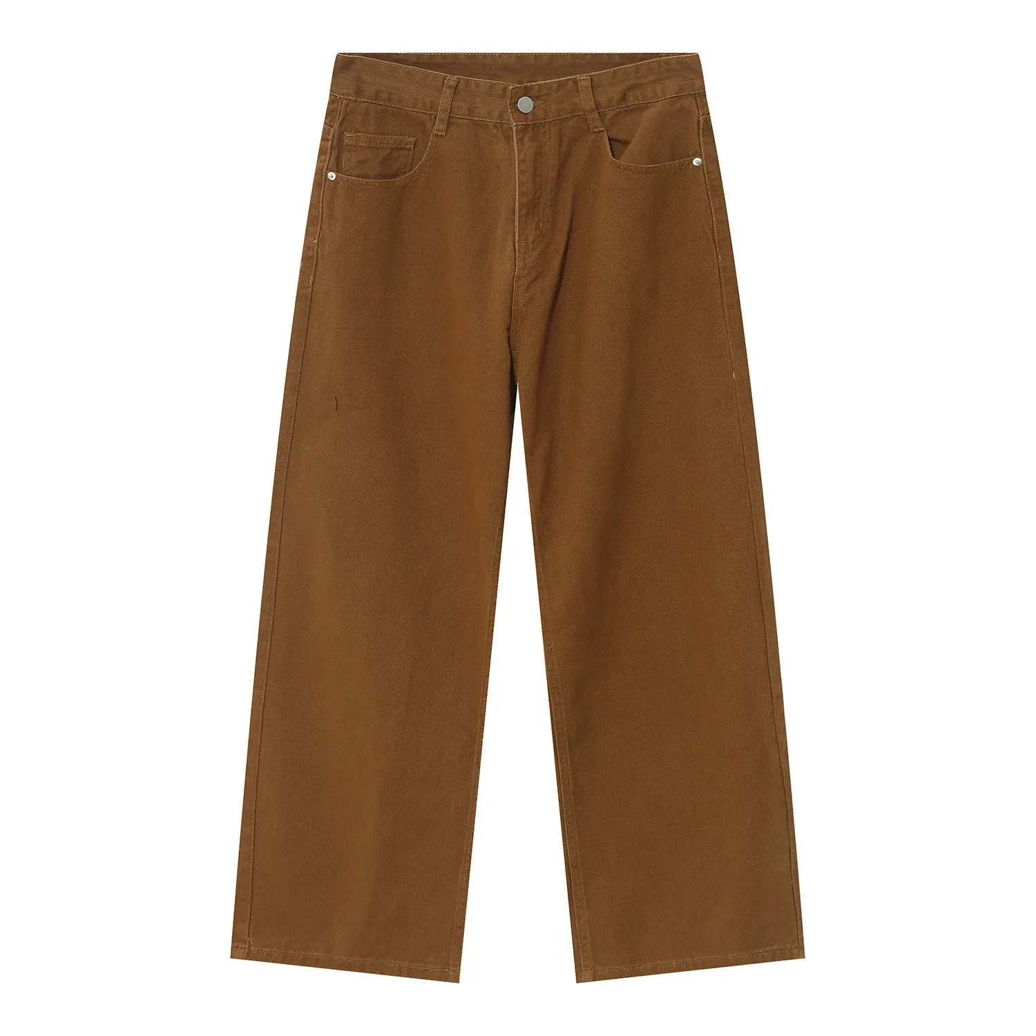 Men Fashion Straight Loose Jeans Korean Style Mid High Denim Summer Versatile Wide Leg Trousers Male Street 9A8929