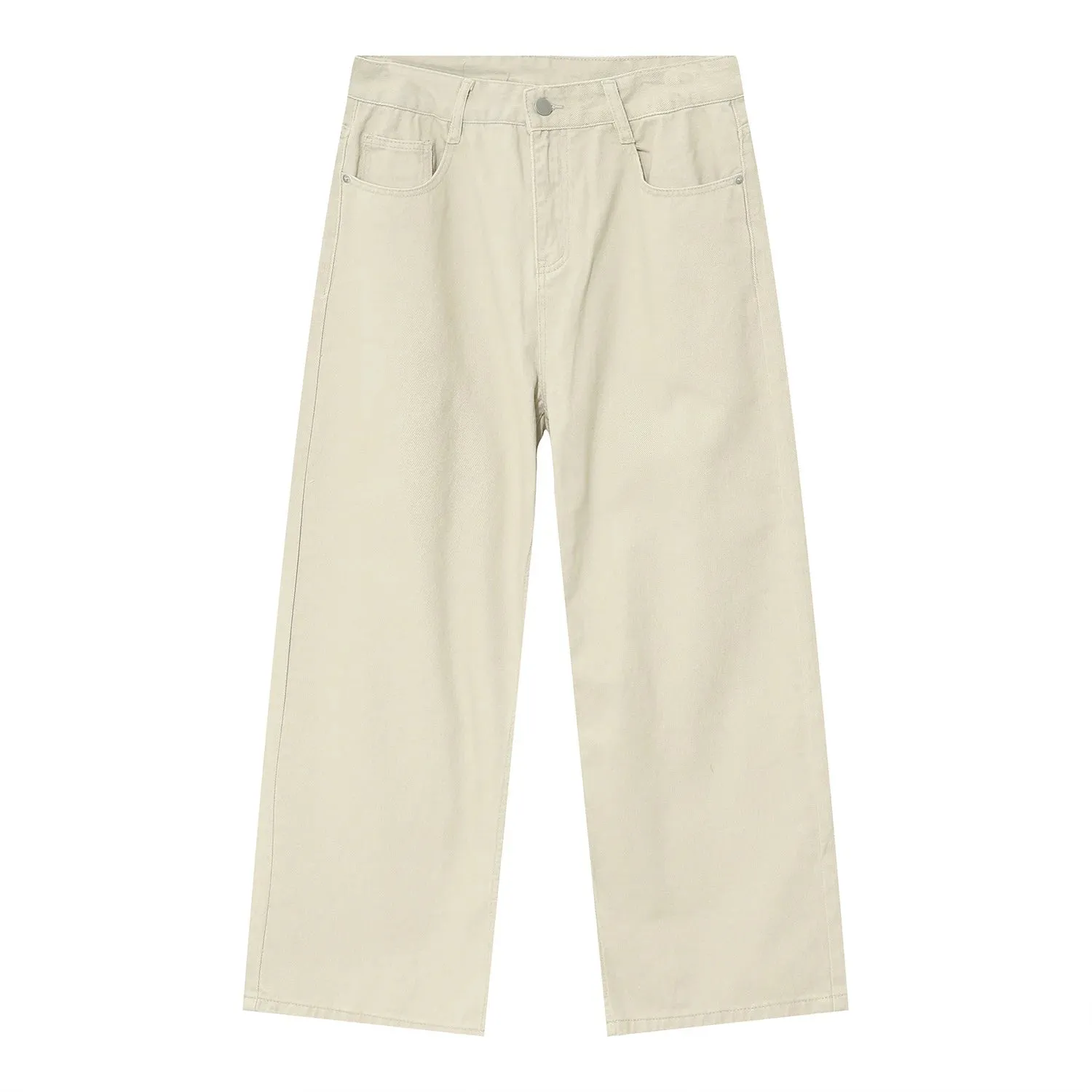 Men Fashion Straight Loose Jeans Korean Style Mid High Denim Summer Versatile Wide Leg Trousers Male Street 9A8929