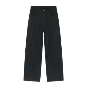 Men's Jeans Slim Casual Washing Process Denim Pants Trendy Korean Style Solid Color Zipper Opening Trousers 9C5900