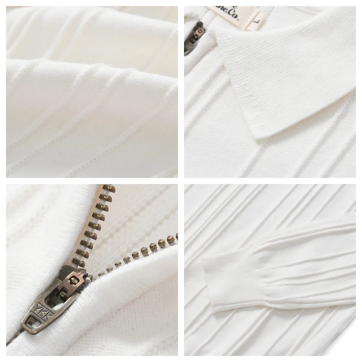 Men's Ribbed Zip Placket Polo Shirt