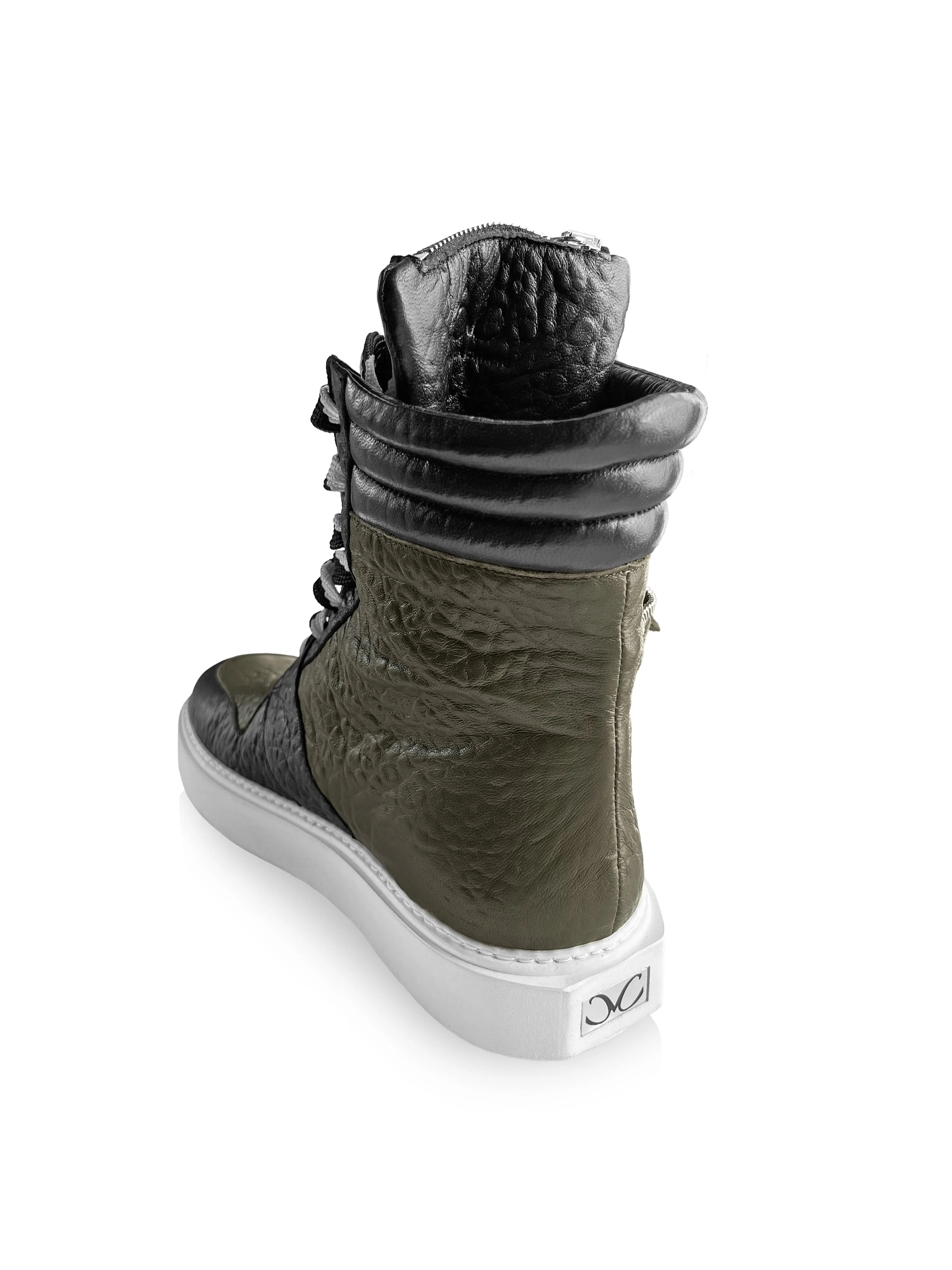MICAH BLACK & ARMY CARGO GREEN SNEAKERS