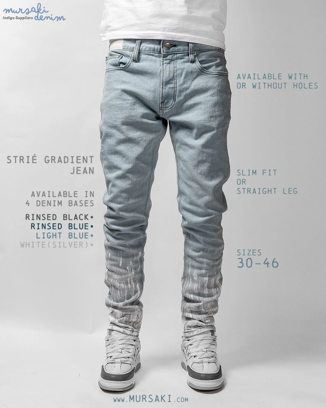 Mursaki Denim Strié Gradient Jean 340-108LB (Light Blue/White)