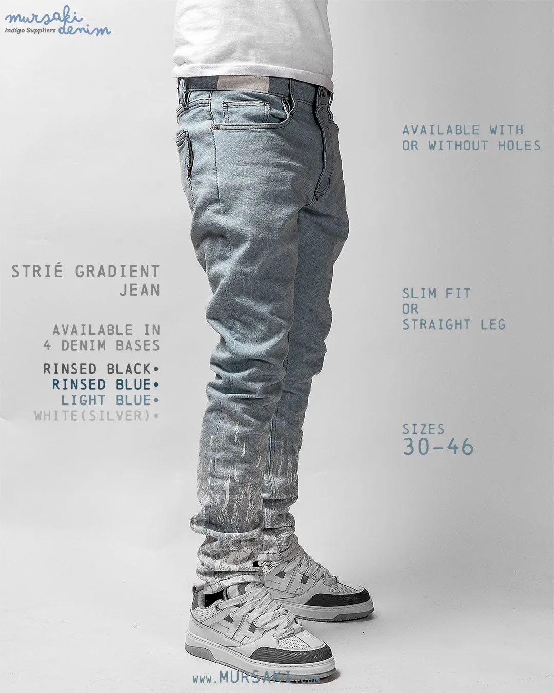 Mursaki Denim Strié Gradient Jean 340-108LB (Light Blue/White)