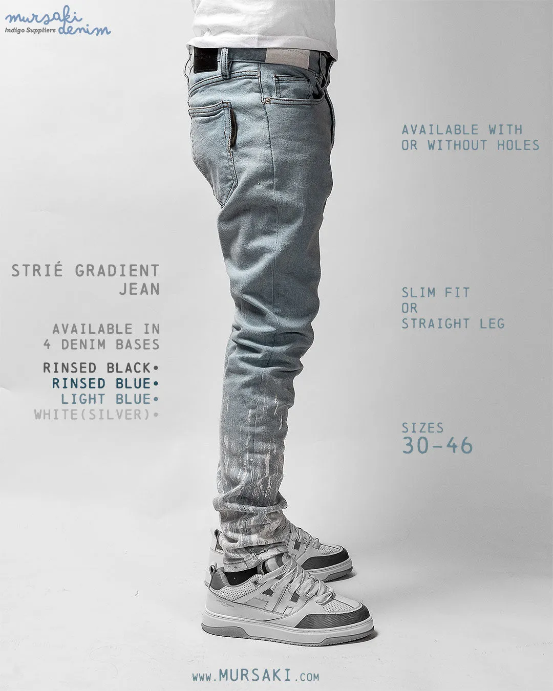 Mursaki Denim Strié Gradient Jean 340-108LB (Light Blue/White)