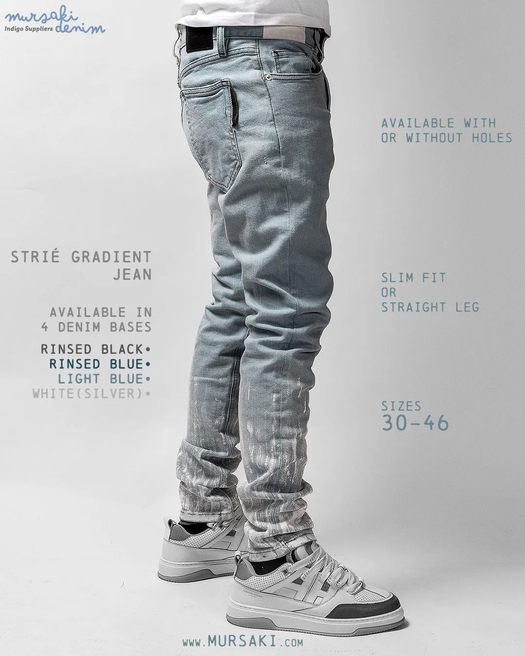 Mursaki Denim Strié Gradient Jean 340-108LB (Light Blue/White)