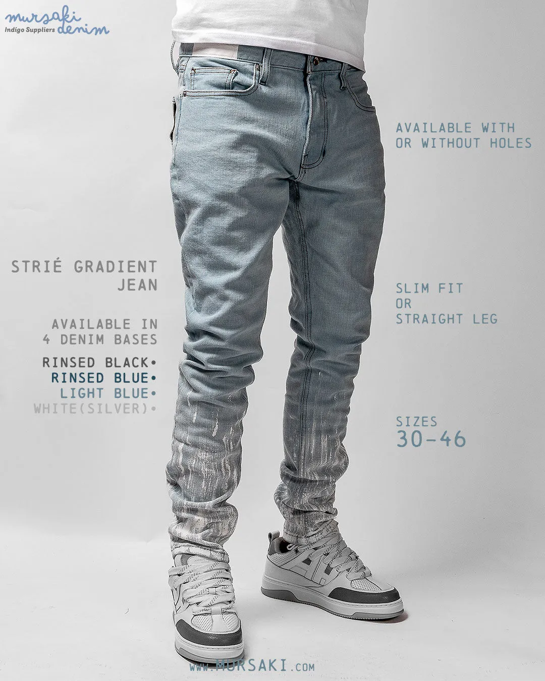 Mursaki Denim Strié Gradient Jean 340-108LB (Light Blue/White)