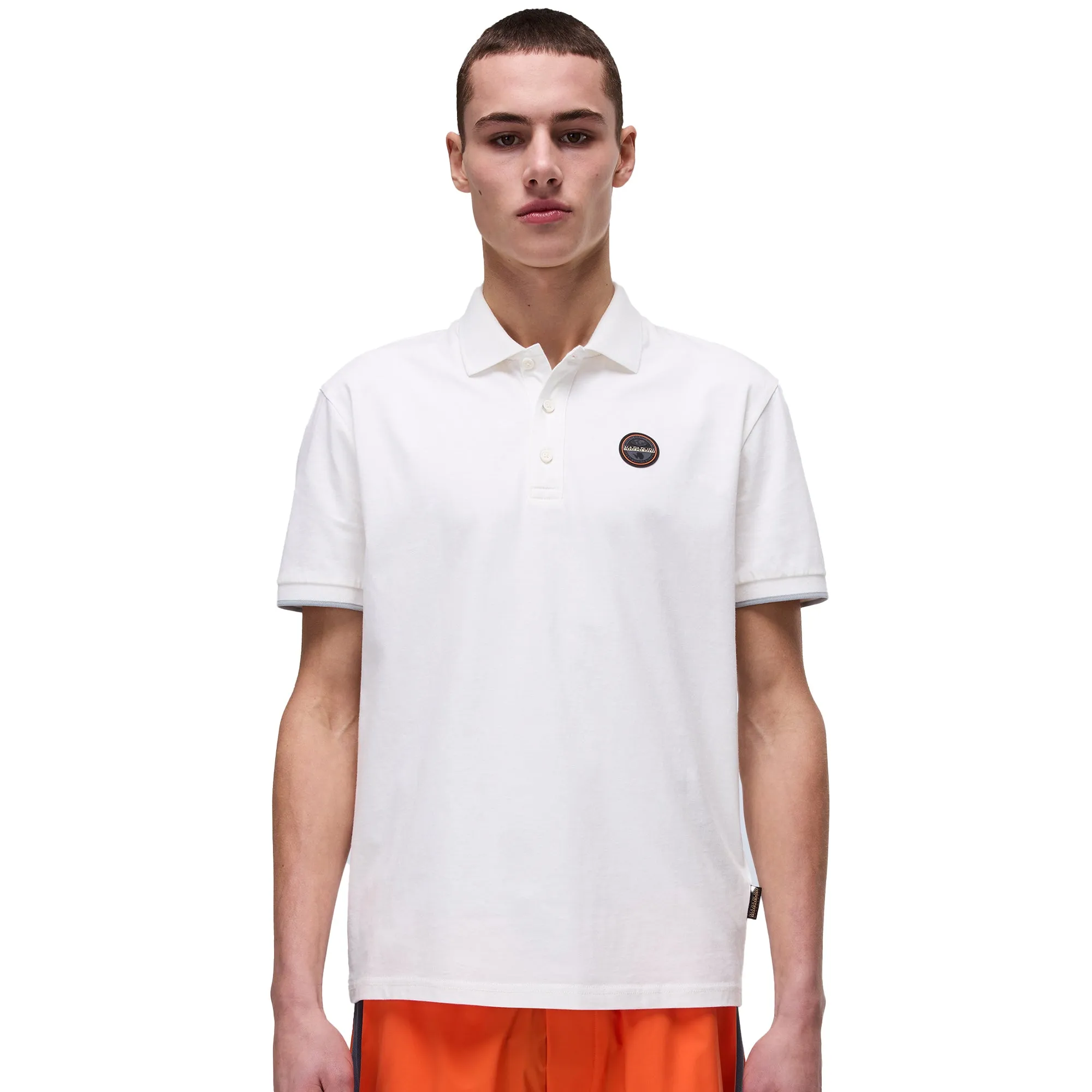 Napapijri E Badge Polo Shirt White Heron