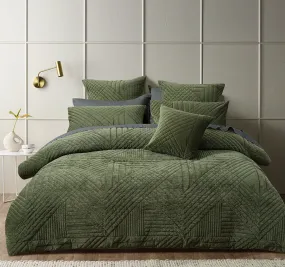 Navarro Quilt Cover Set Range Olive
