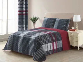 Plaid Printed Reversible Bedspread/Quilt Set