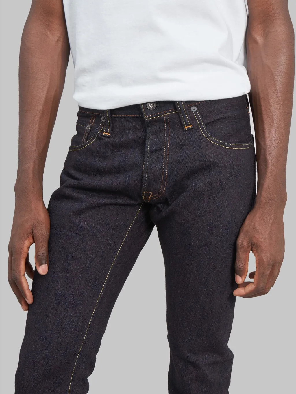 Pure Blue Japan PER-EX-013-ID "Indigo x Persimmon Extra Slub" 15oz Slim Tapered Jeans