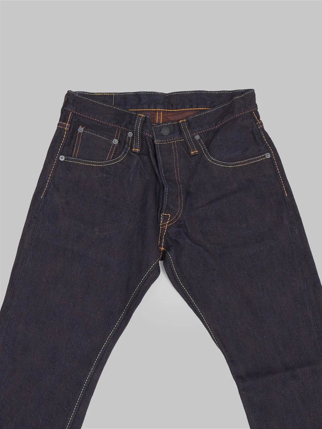 Pure Blue Japan PER-EX-013-ID "Indigo x Persimmon Extra Slub" 15oz Slim Tapered Jeans