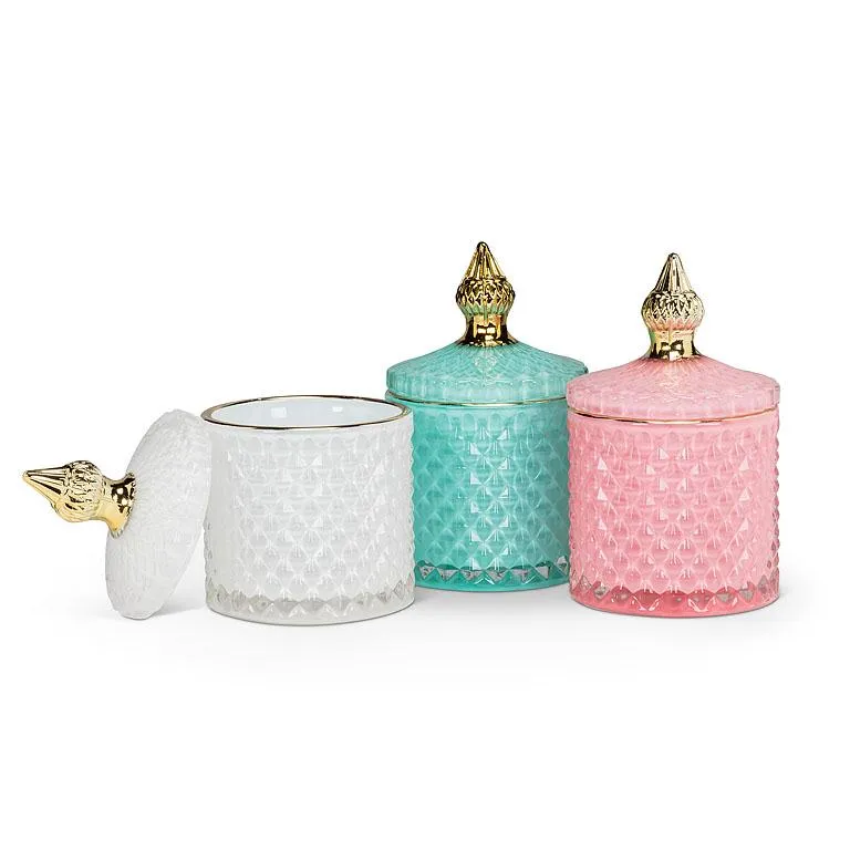 Quilted Covered Jar - Turquoise
